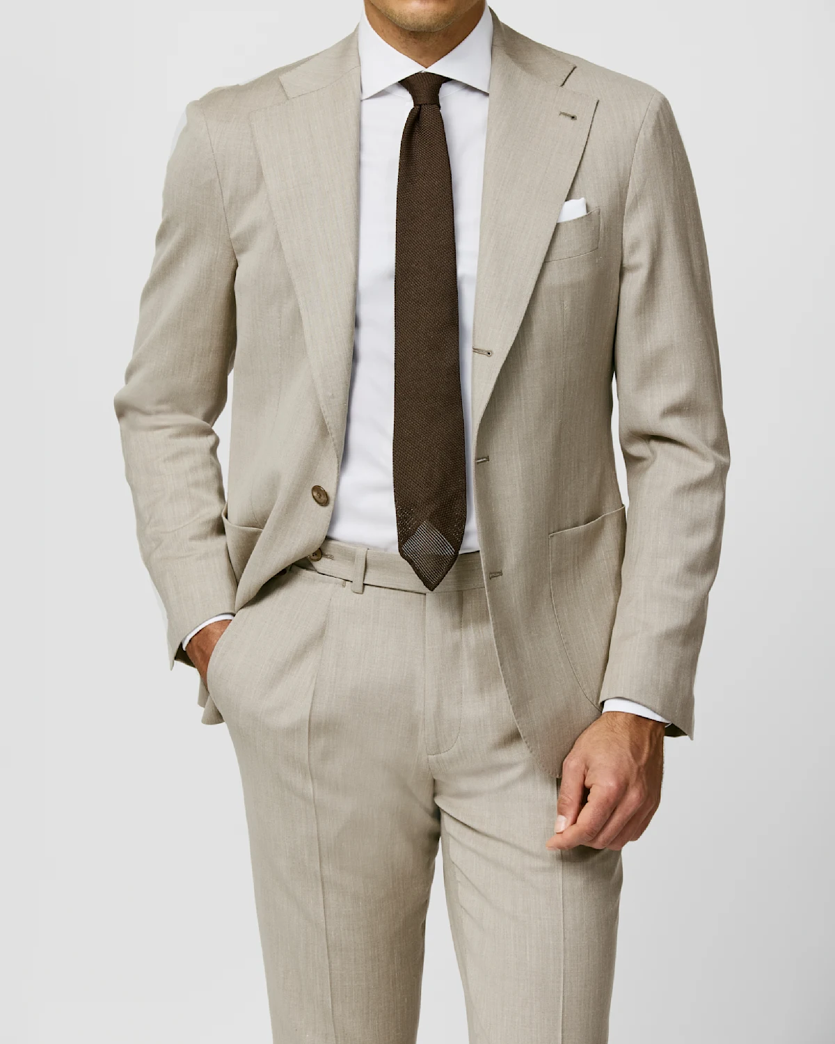 ASF011 (LP – JY) oatmeal stretch wool-silk-linen twill - Bogey's ...