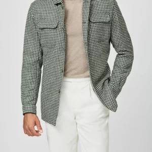 9150 jade green bone wool alpaca linen blend houndstooth