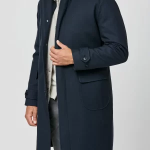 oc0106 blue wool twill overcoat w lining