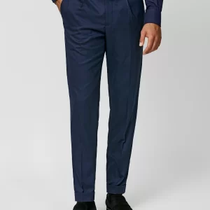 asf009 navy blue wool silk hopsack