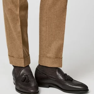 cal02 fine calk dark brown loafer w/tasel