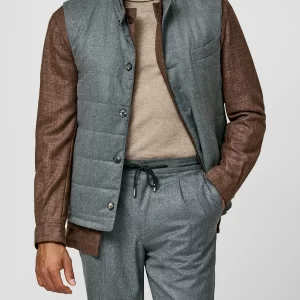 fln005 gray heathered wool flannel vest