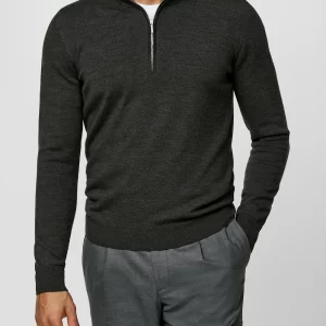 k10165 grey wool ultra fine merino 1/4 zip