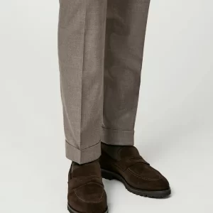 sde02 suede dark brown penny loafer w/rubber soles