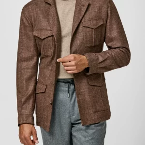 wool 9161 rust brown wool silk linen herringbone