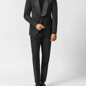 wwm009 black twill wool mohair tux
